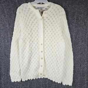 Cuddle Knit Cardigan Womens L Wintuk Cream Pointelle Popcorn Bobble Wintuk USA